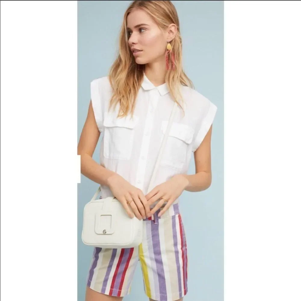 CHINO BY ANTHROPOLOGIE | Striped Multicolor Chino Shorts Women’s Size 27 (4)